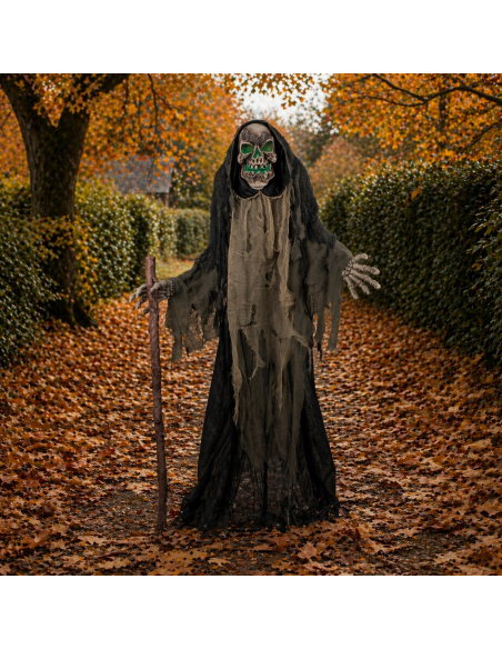Automate Halloween : Faucheuse squelette animée - 158 cm