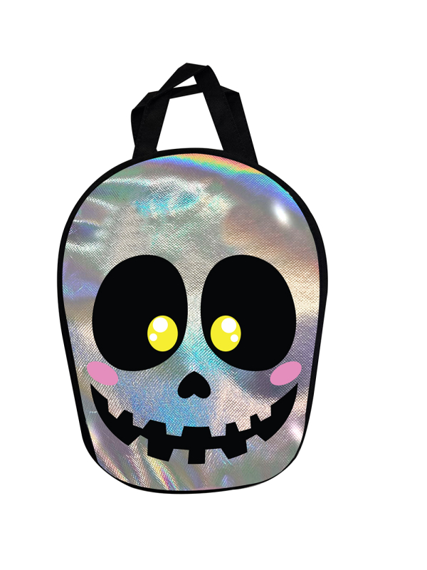 Sac à bonbons Halloween crâne brillant pour enfant