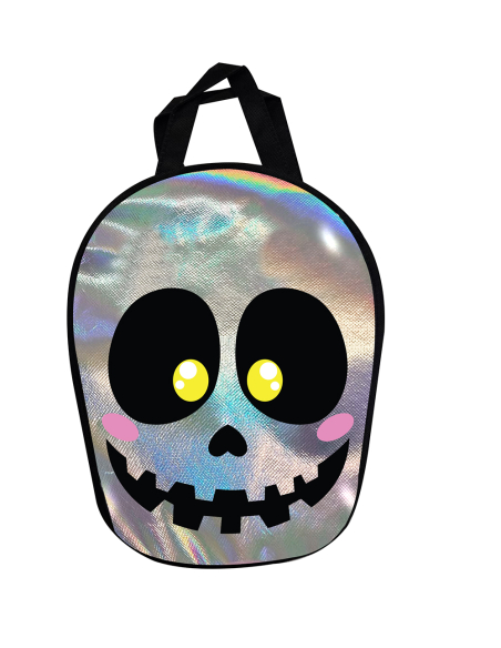 Sac à bonbons Halloween crâne brillant pour enfant