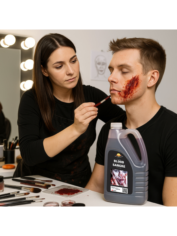 Faux sang cosmétique 1 litre – effet réaliste pour maquillage Halloween et décoration gore