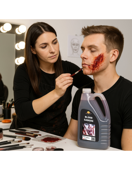 Faux sang cosmétique 1 litre – effet réaliste pour maquillage Halloween et décoration gore