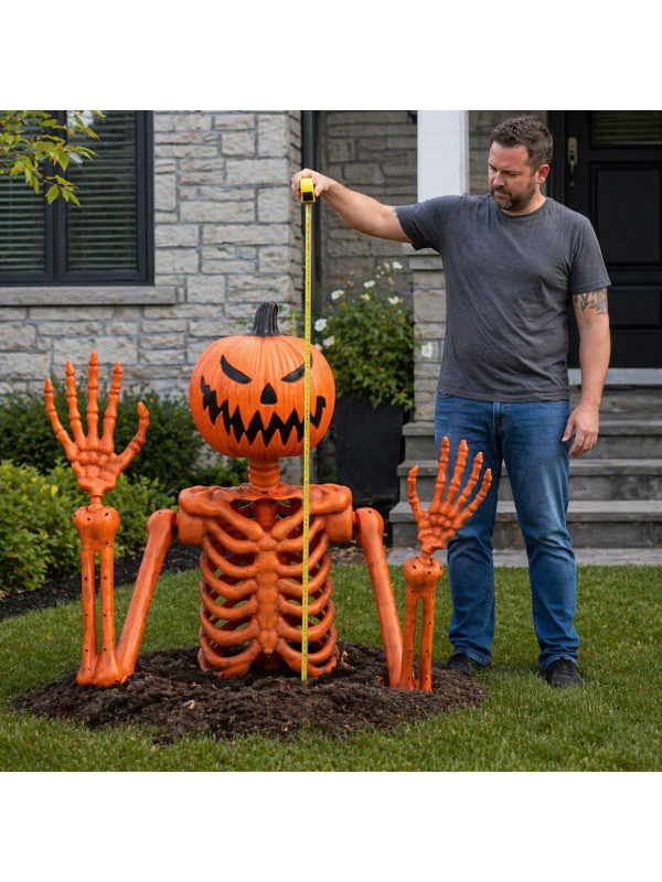 Squelette Citrouille Surgissant de la Tombe – Décoration Halloween Effrayante 122 cm
