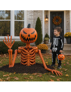 Squelette Citrouille Surgissant de la Tombe – Décoration Halloween Effrayante 122 cm 2