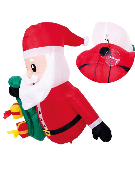 Père Noël gonflable pour fenêtre - lumineux - 105c