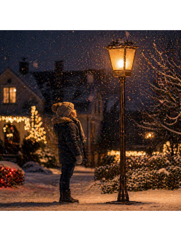 Lampadaire LED Effet Flamme 160 cm – Lanterne Extérieure Décoration Noël & Jardin