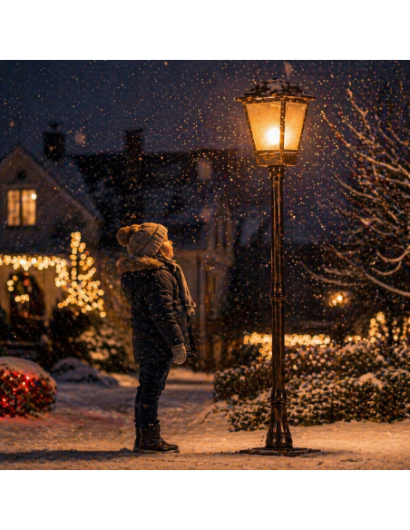 Lampadaire LED Effet Flamme 160 cm – Lanterne Extérieure Décoration Noël & Jardin