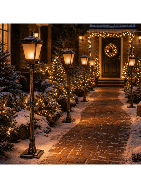 Lampadaire LED Effet Flamme 160 cm – Lanterne Extérieure Décoration Noël & Jardin