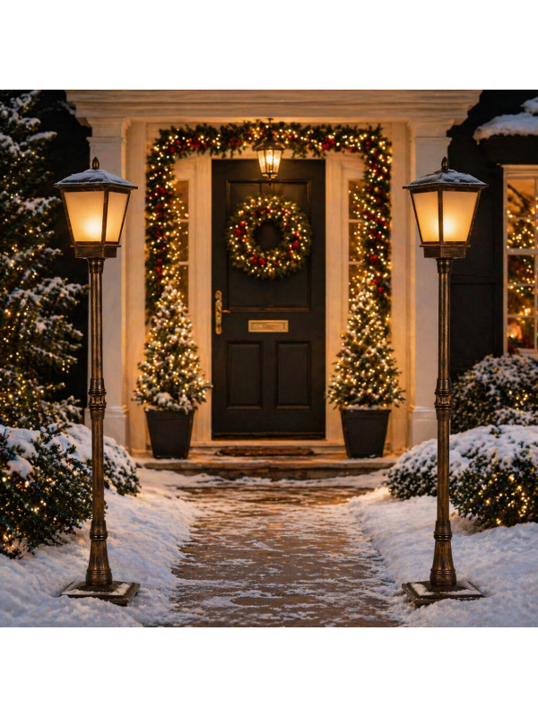 Lampadaire LED Effet Flamme 185 cm – Grande Lanterne Extérieure Noël & Décoration Jardin