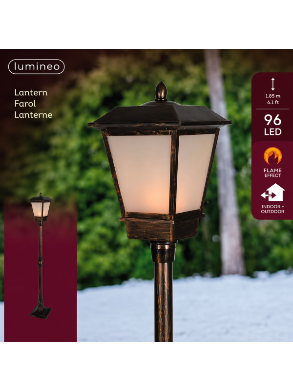 Lampadaire LED Effet Flamme 185 cm – Grande Lanterne Extérieure Noël & Décoration Jardin