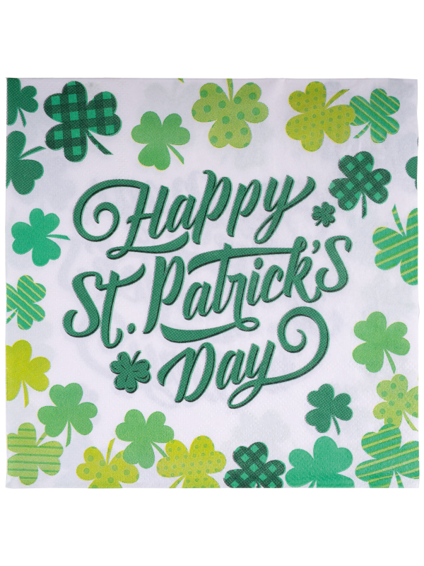 Serviettes de Table Vertes Saint-Patrick (Lot de 20) – Décoration Fête Irlandaise