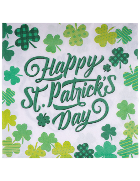 Serviettes de Table Vertes Saint-Patrick (Lot de 20) – Décoration Fête Irlandaise