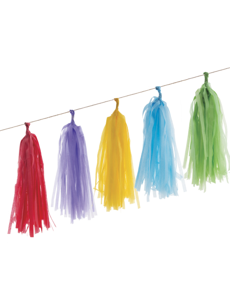 Guirlande 20 Pompons Multicolores 4,20 m – Décoration Festive Colorée