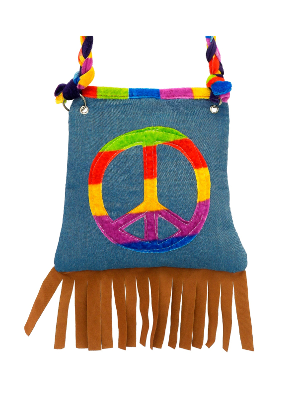 Sac Hippie Femme Bleu – Motif Peace & Love Multicolore