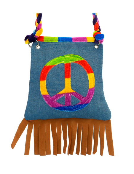 Sac Hippie Femme Bleu – Motif Peace & Love Multicolore