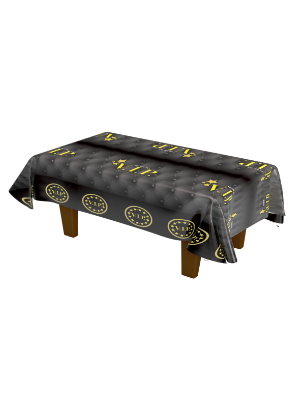 Nappe VIP noire et or 270 x 136 cm – Décoration soirée chic et festive