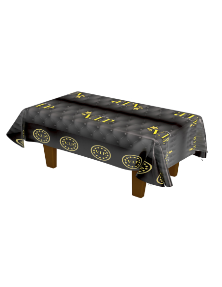 Nappe VIP noire et or 270 x 136 cm – Décoration soirée chic et festive