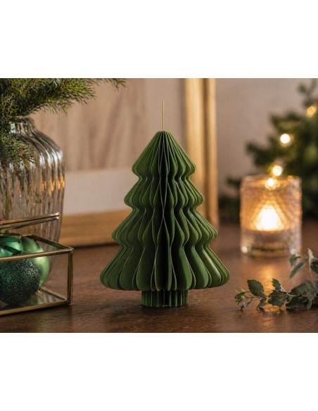 Sapin de Noël en papier alvéolé vert 20 cm : une décoration moderne et élégante