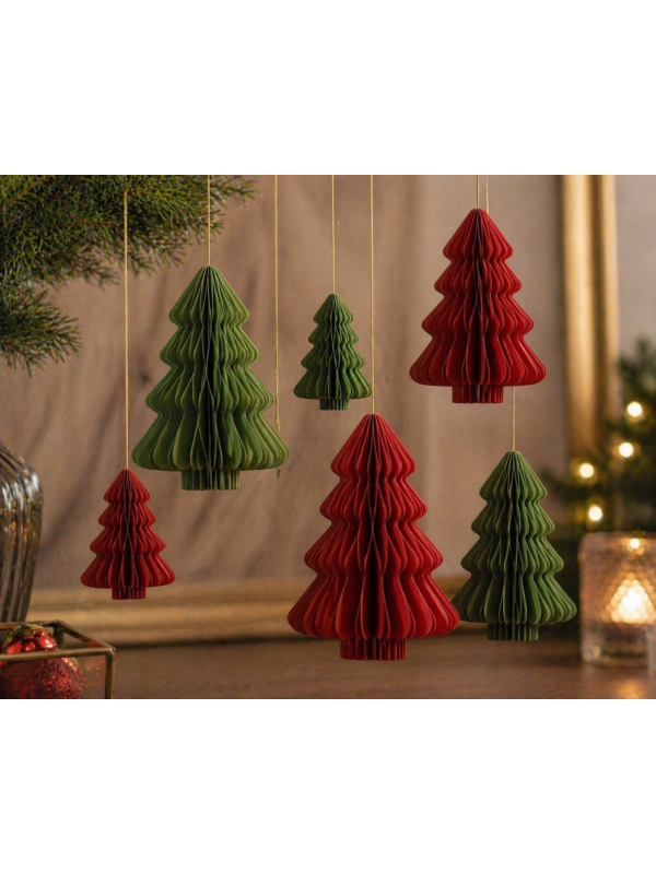 Sapin de Noël en papier alvéolé vert 20 cm : une décoration moderne et élégante