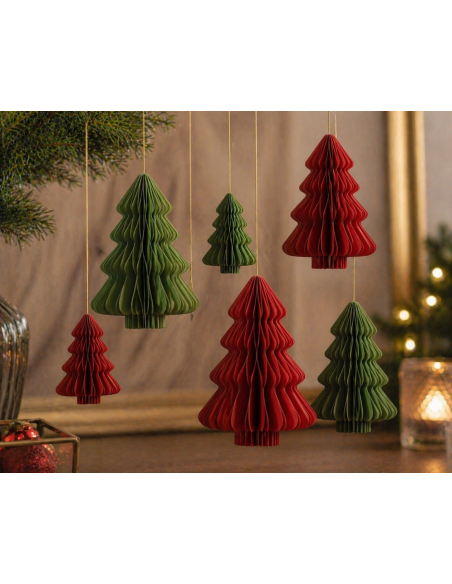 Sapin de Noël en papier alvéolé vert 20 cm : une décoration moderne et élégante