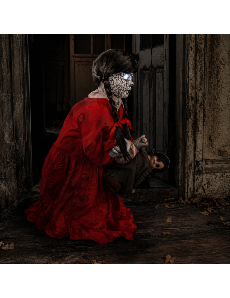 Automate Halloween Fille Hantée Bondissante avec Poupée – Effet de Surgissement au Sol