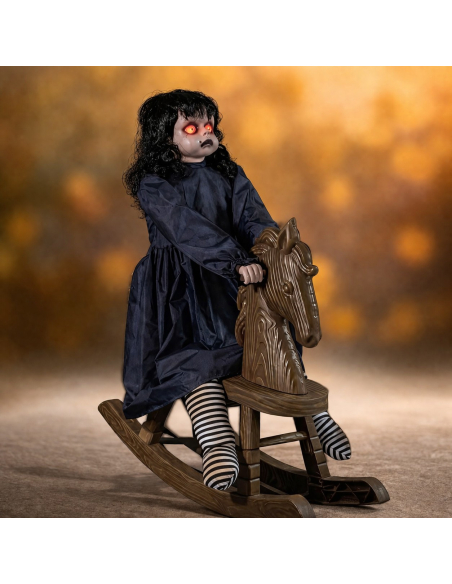 Poupée Animée sur Cheval à Bascule Halloween Exclusivité Déguiz-Fêtes