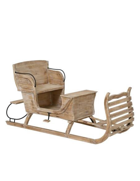 Traîneau du Père Noël en Bois 175 cm avec Assise – Décoration et Photo Noël