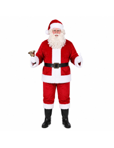 Déguisement Père Noël complet 9 pièces – Costume Santa avec barbe, ventre et accessoires 2