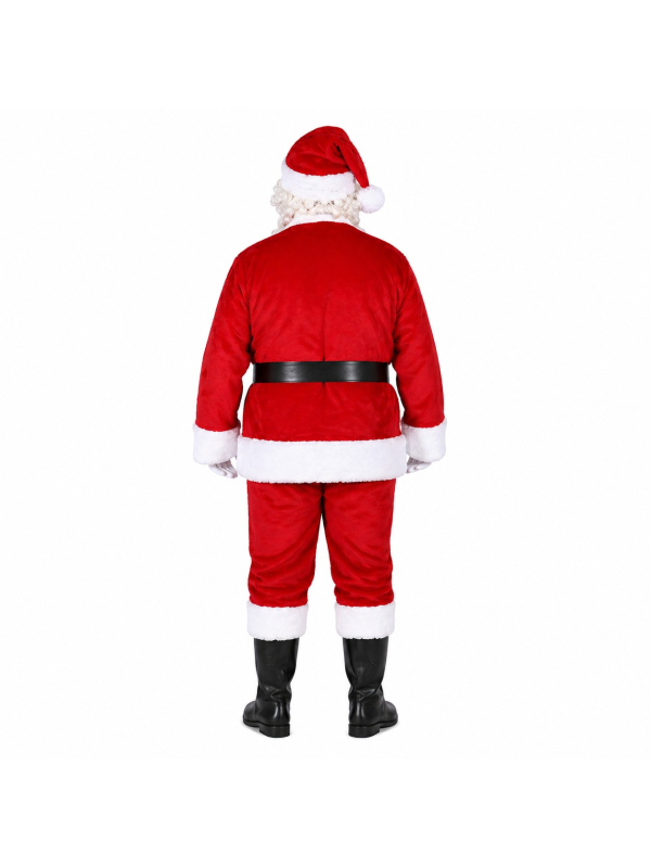 Déguisement Père Noël complet 9 pièces – Costume Santa avec barbe, ventre et accessoires