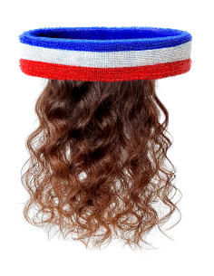 Bandeau Tricolore avec Perruque Années 80 – Accessoire Supporter France & Tennis Humoristique 2
