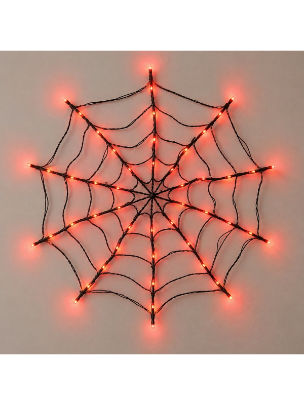 Toile d’araignée lumineuse LED rouge 1 m – Décoration Halloween murale