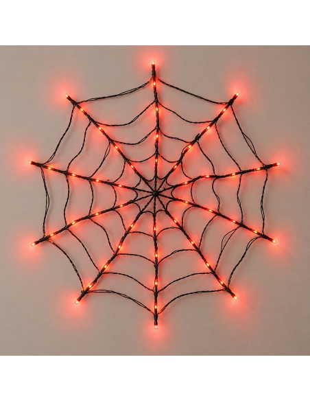 Toile d’araignée lumineuse LED rouge 1 m – Décoration Halloween murale