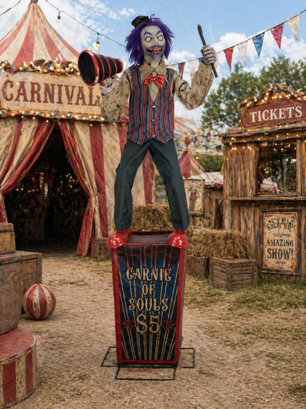 Automate Rabatteur de Cirque Animé 225 cm – Speakin’ Spencer Animatronique Halloween