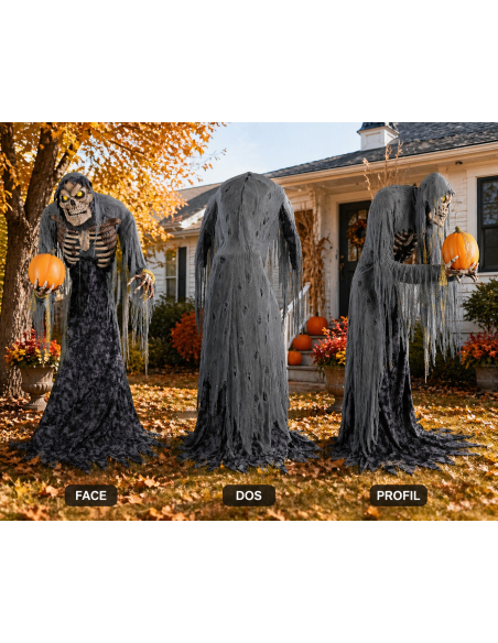 Automate Halloween squelette avec citrouille animés - 210 cm