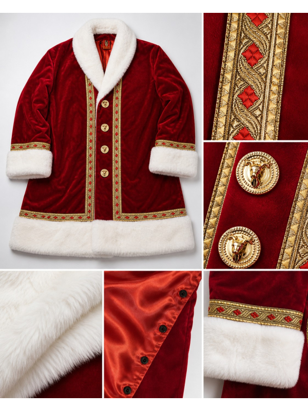 Costume Père Noël Professionnel Luxe – Velours Épais, Capeline & Housse – Tailles M à XXL