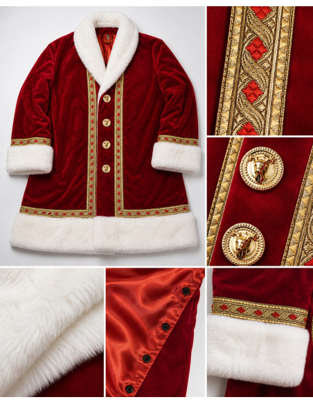 Costume Père Noël Professionnel Luxe – Velours Épais, Capeline & Housse – Tailles M à XXL