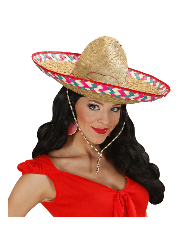 Chapeau mexicain adulte en feuille de palmier – Sombrero coloré mixte pour fiesta