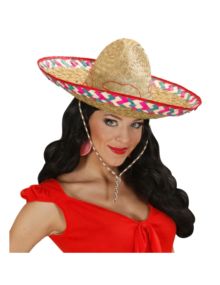 Chapeau mexicain adulte en feuille de palmier – Sombrero coloré mixte pour fiesta