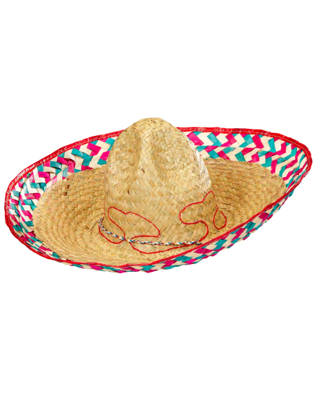 Chapeau mexicain adulte en feuille de palmier – Sombrero coloré mixte pour fiesta