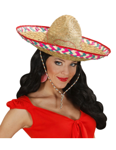 Chapeau mexicain adulte en feuille de palmier – Sombrero coloré mixte pour fiesta