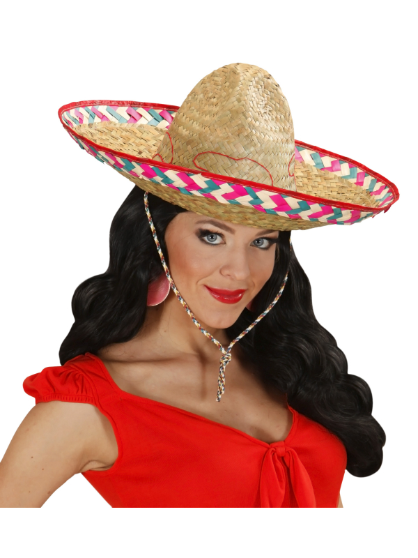 Chapeau mexicain adulte en feuille de palmier – Sombrero coloré mixte pour fiesta