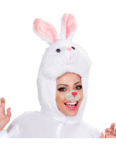Nez de lapin en PVC – Museau blanc et rose pour déguisement de lapin adulte 2