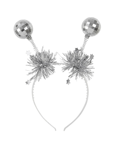 Serre-tête boules disco argentées – Accessoire années 70 disco avec ressorts 2