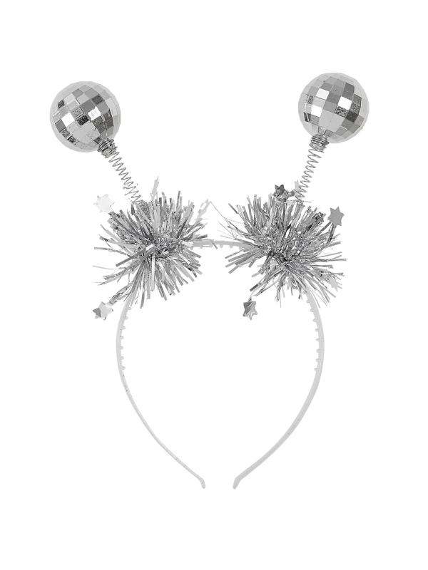 Serre-tête boules disco argentées – Accessoire années 70 disco avec ressorts