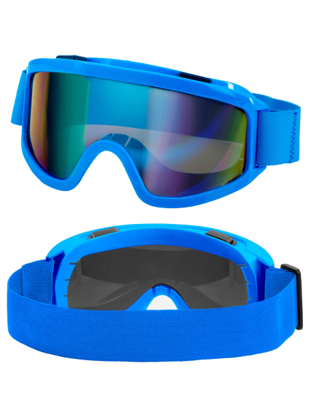Lunettes après-ski bleu fluorescent – Masque party hiver festival ajustable