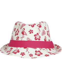 Chapeau enfant flamant rose – Fedora tropical blanc et rose pour été, vacances et fête hawaï 2