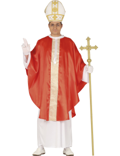 Déguisement de Pape adulte – Costume humoristique avec mitre, tunique et cape rouge