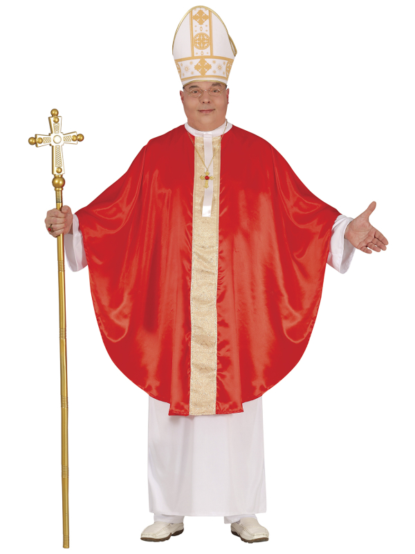 Déguisement de Pape adulte – Costume humoristique avec mitre, tunique et cape rouge