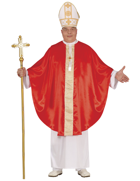 Déguisement de Pape adulte – Costume humoristique avec mitre, tunique et cape rouge