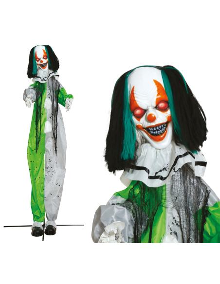 Automate clown géant Halloween son, lumière et mouvement (255 cm)