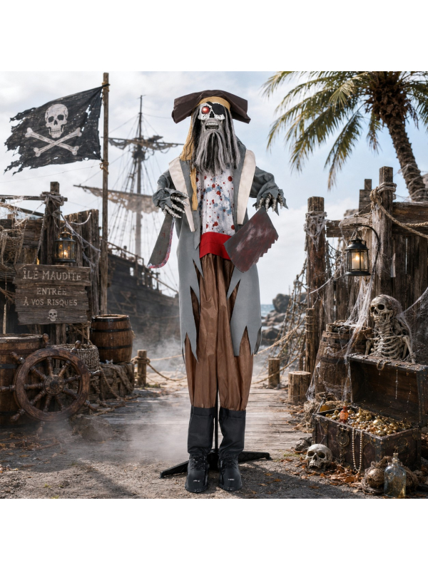 Automate pirate maudit Halloween son, lumière et mouvement (180 cm)